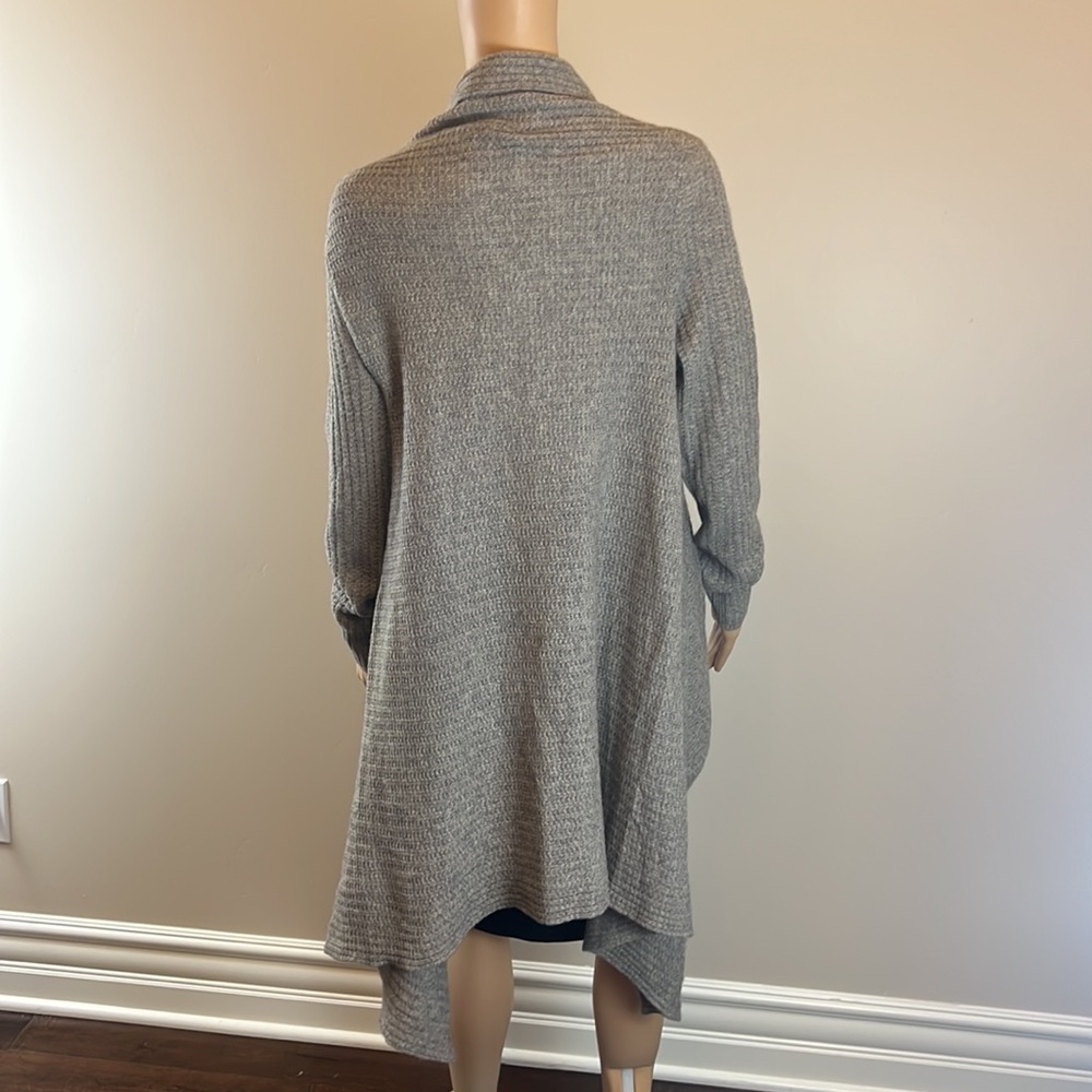 Zadig & Voltaire Taupe Gray Ana New Pointelle High Low Open Cardigan - Picture 4 of 7